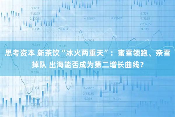 思考资本 新茶饮“冰火两重天”：蜜雪领跑、奈雪掉队 出海能否成为第二增长曲线？