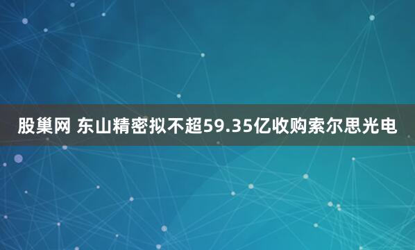 股巢网 东山精密拟不超59.35亿收购索尔思光电