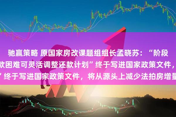 驰赢策略 原国家房改课题组组长孟晓苏：“阶段性失去收入来源导致还款困难可灵活调整还款计划”终于写进国家政策文件，将从源头上减少法拍房增量
